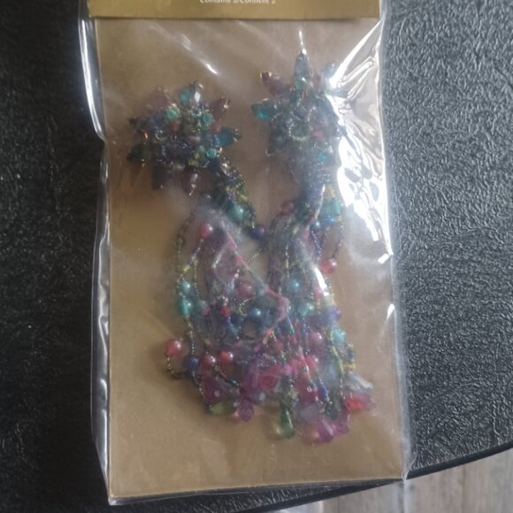 NEW Pier 1 Imports Accent Drape Beaded Tassle Pins Qty 2 Multi Color SKU 2075649 - Picture 1 of 4